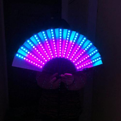 led发光扇彩色幻彩扇子扇酒吧蹦迪抖音同款发光眼镜充电可调颜色