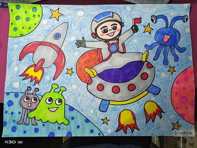 三3班科学幻想画作品展示