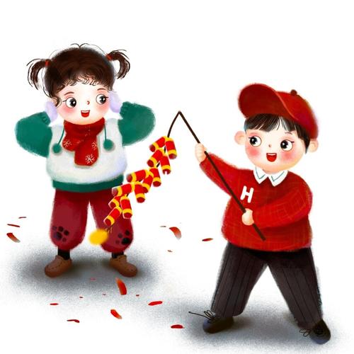 原创插画/福娃放鞭炮_插画_福娃怎么样_no.