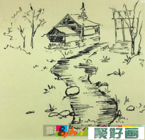 速写教程教你画乡村小溪流