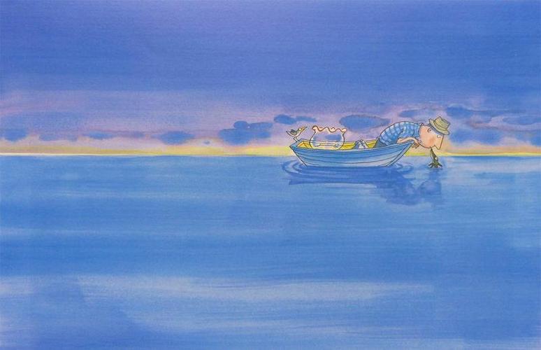 【零基础油画】几米漫画里温暖的海.
