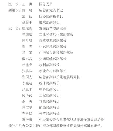 领导小组组成人员名单