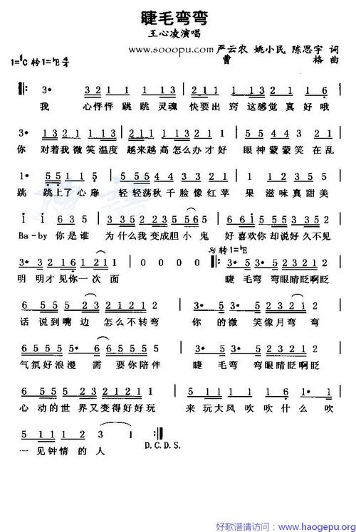 睫毛弯弯歌谱