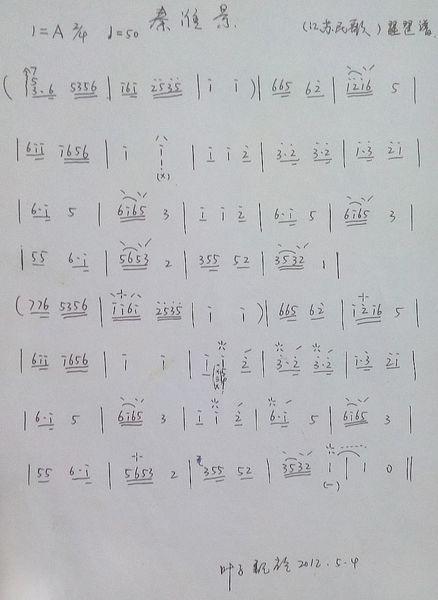 需要秦淮景的琵琶曲谱d调的