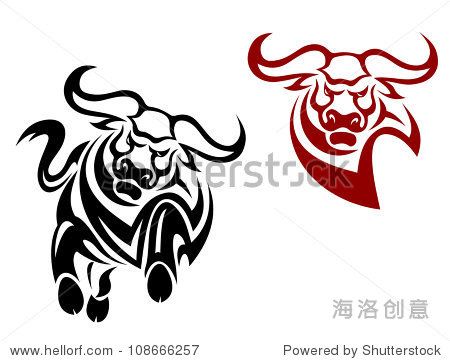 bull and buffalo mascots isolated on white back