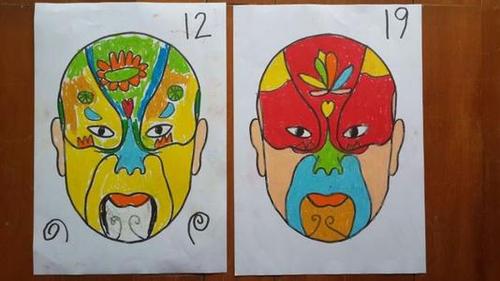 脸谱简笔画有颜色儿童画