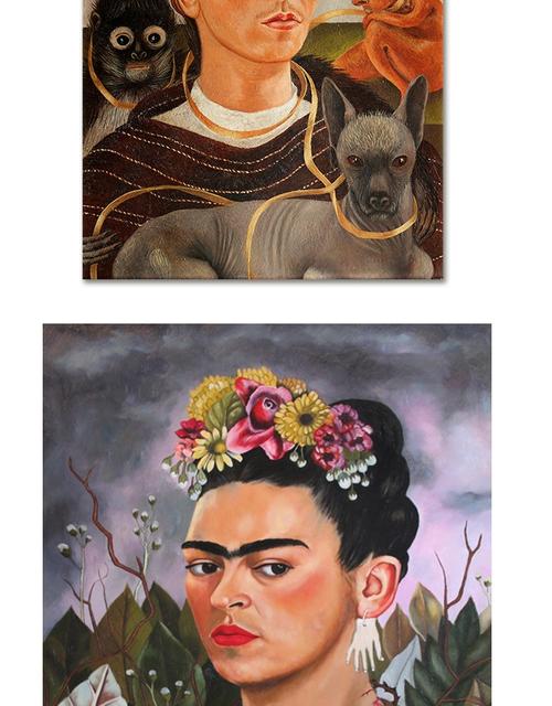 热卖fridakahlo弗里达卡罗《穿天鹅绒的自画像》墨西哥拉风风格装饰画