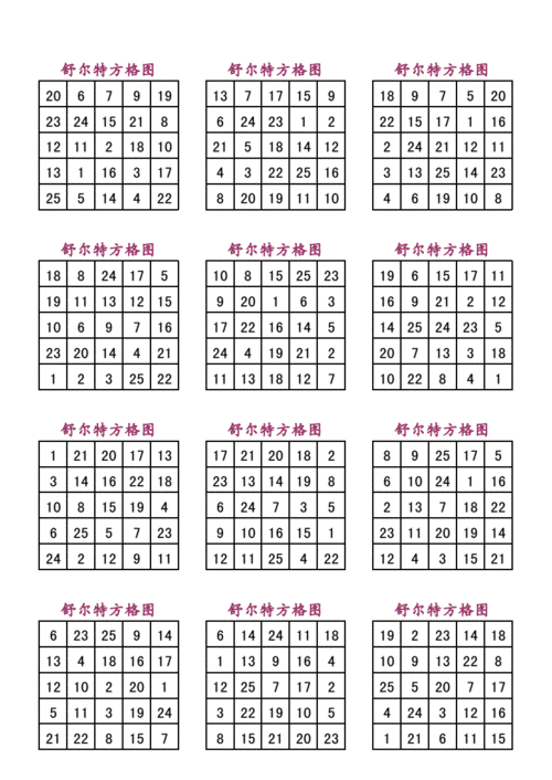 舒尔特方格图每天5个pdf7页