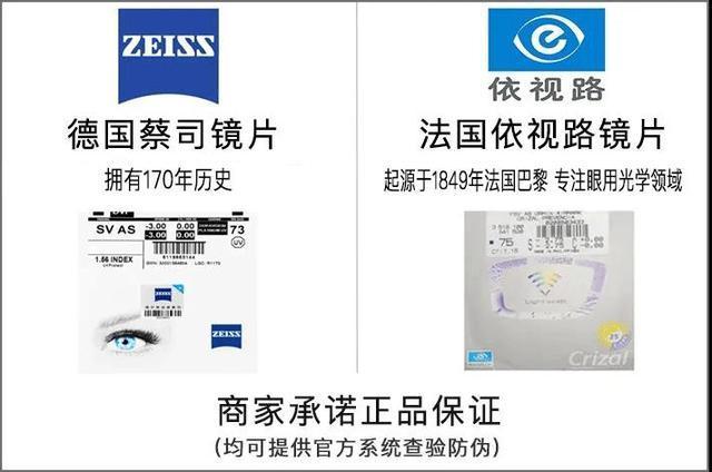 74防蓝光镜片(包含镜架) 升级其他品牌镜片 ▽ 法国依视路镜片:4折