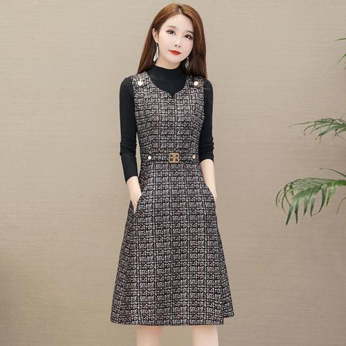 新款女装高端洋气妈妈时尚气质打底连衣裙两件套装裙_推荐淘宝好看的