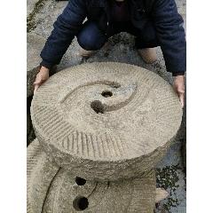 少见百年木槽老石磨手推磨一套