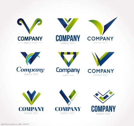 9款创意大写字母v商务标志