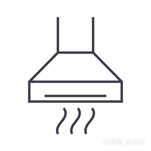 提取器,抽油烟机矢量线图标,标志,背景,可编辑的笔画的插图