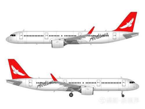 现实的乘客飞机侧面视图