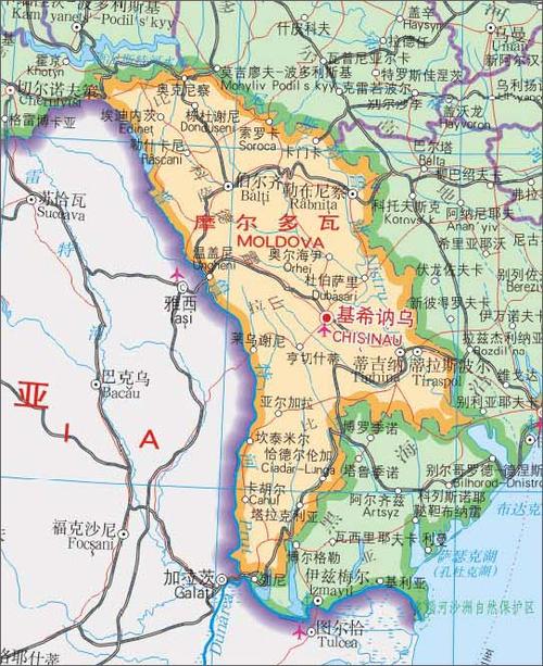 地理教师网 地理图片 中英世界地图 > 摩尔多瓦地图中英文对照版全图