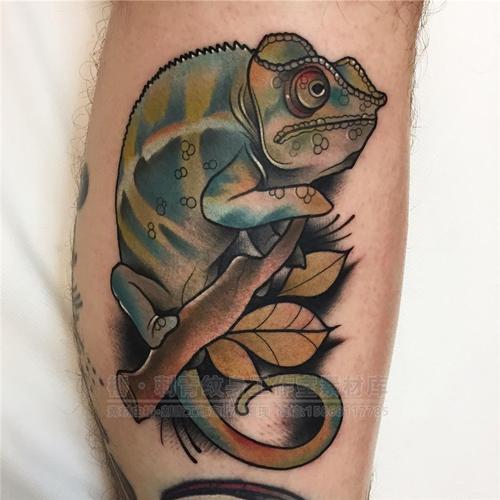 腿部school蜥蜴纹身图案