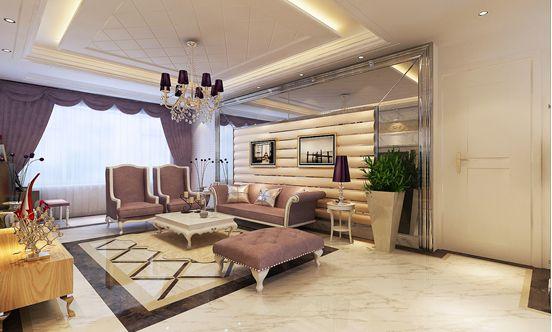 餐厅顶面和墙面都借助菱形拼镜搭配,墙面两边用黑色镜框线收边用黑色