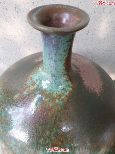 古玩杂项老瓷器花瓶陶瓷摆件河南禹州钧窑钧瓷仿古青铜铁锈釉瓷瓶