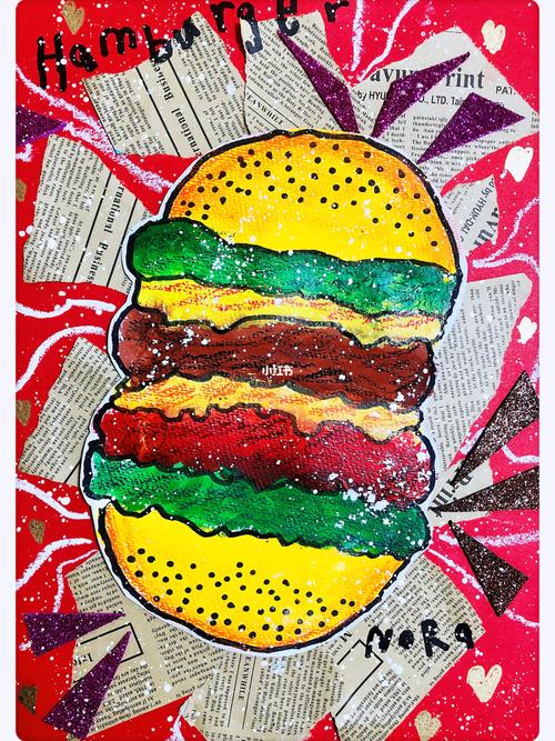 少儿美术小班创意儿童画《美味的汉堡包》_汉堡包_儿童画_美术_创意