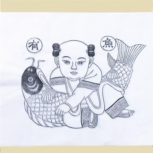 年画diy儿童涂色材料包传统传统文化课线稿木版年画