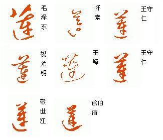 莲字草书怎么写