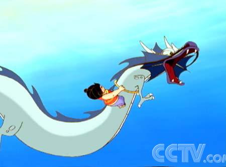 哪吒不忍见百姓和父母因为自己受苦,决心自刎以平息龙王的怒火.