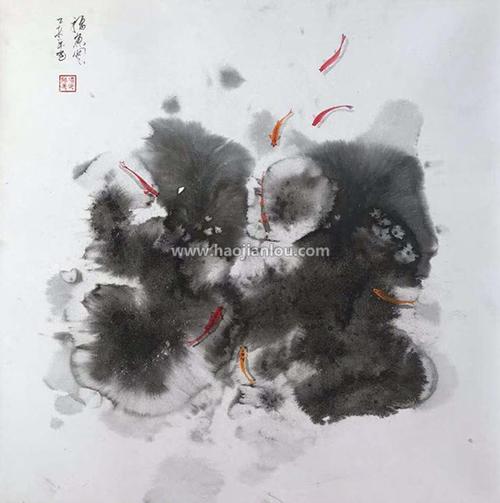 冯少帅 亚麻布水墨画 50×50cm