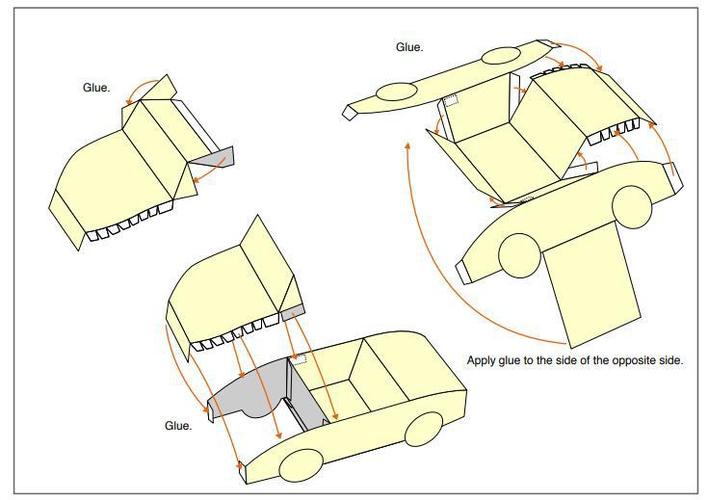敞篷车 3d纸模型 亲子diy 卡通动物 幼儿园手工折纸 儿童开发