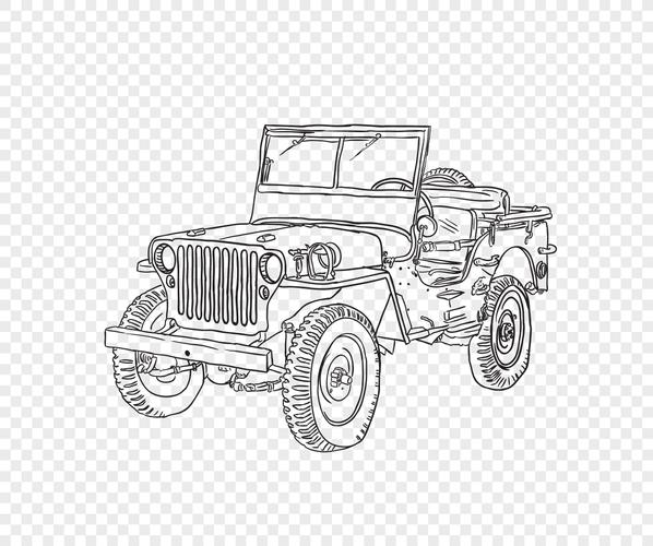 线描越野汽车的矢量素材