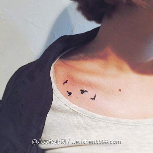 柳州机车爱好者危女生的锁骨简单燕子小清新纹身图案