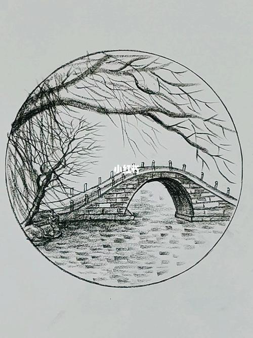 简笔,画小桥_速写_风景_风景速写_文化_绘画