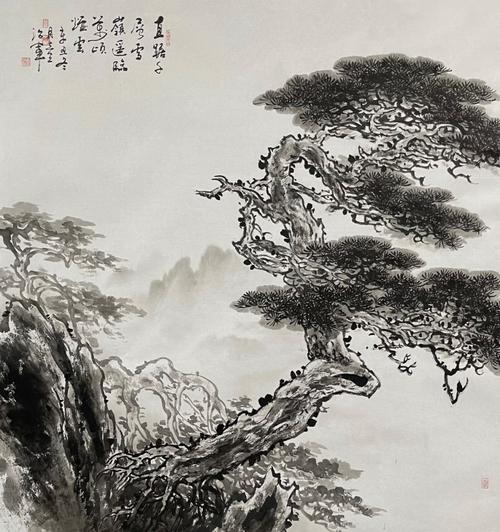 著名画家童治军画松