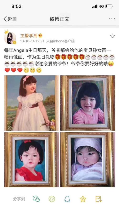 王诗龄生日礼物肖像油画