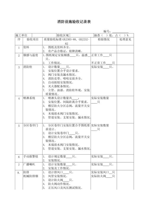 消防设施验收记录表