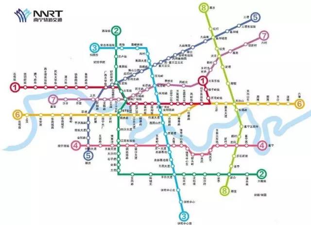 南宁市各条地铁线路图↑↑↑ 南宁地铁1号线线路图