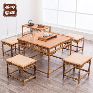新中式禅意家具竹椅茶几茶桌椅组合特价方桌休闲茶室会所农庄民宿