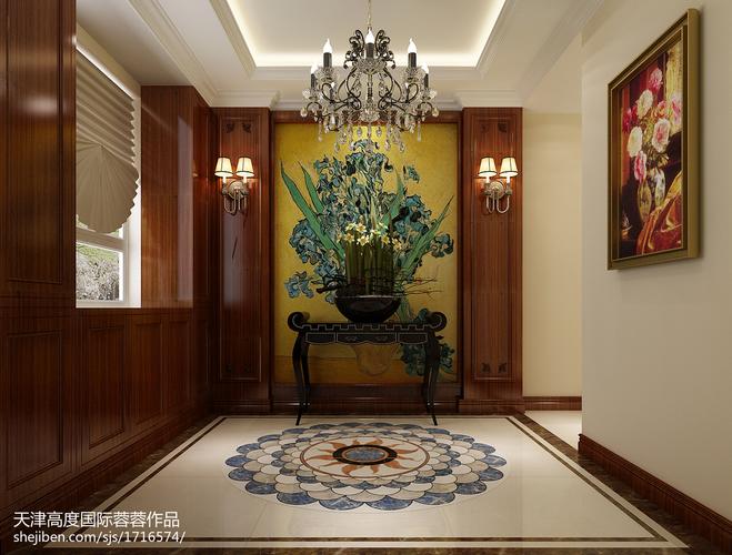 简欧玄关背景墙装修效果图片欣赏
