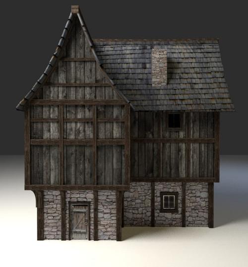 中世纪房屋blender模型展示