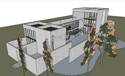 安藤忠雄作品之芝加哥住宅建筑su模型