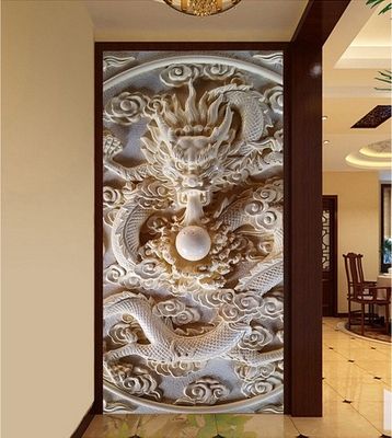 龙浮雕背景墙图片