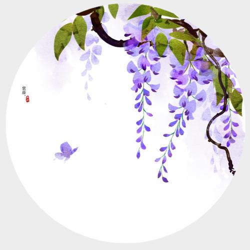 花草,水墨,封面,淡雅,唯美,插画,古风