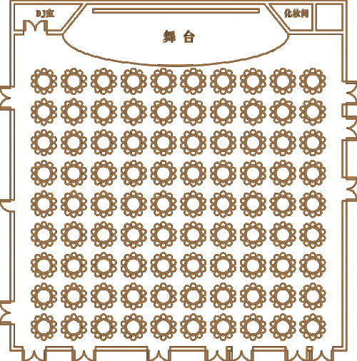 长安宫宴会厅平面图(90席)