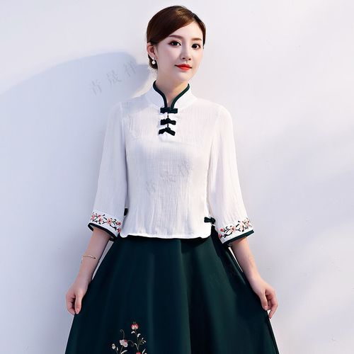 【汉服】2021民族风女装两件套棉唐装中式改良旗袍上衣汉服女复古绣花