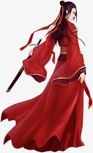 持剑古风红衣侠女头像