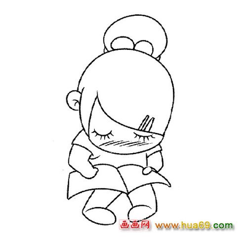 看书小女孩│人物简笔画