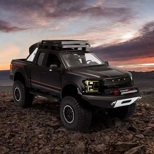 汽车模型男孩生日礼物 福特猛禽f150改装版 哑黑色【图片 价格 品牌