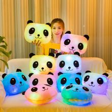 新款七彩发光熊猫抱枕毛绒玩具大熊猫公仔夜光抱枕情人节礼物批发