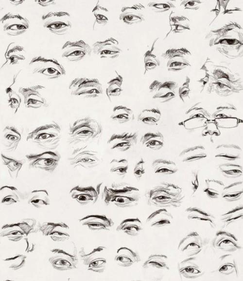 求人物速写五官临摹图五官是速写人物中难度较大的部分,需要单独临摹