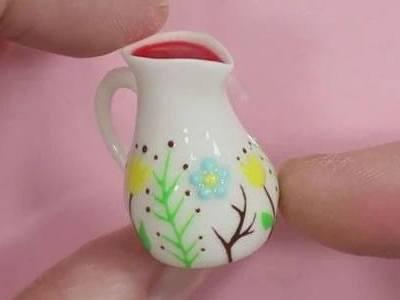 手工软陶制作diy,做微型软陶器皿果汁壶