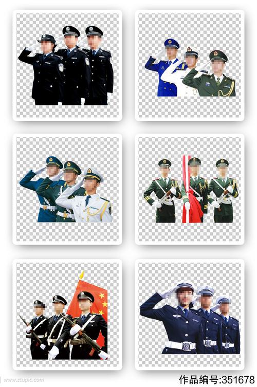 部队军人三军仪仗队素材